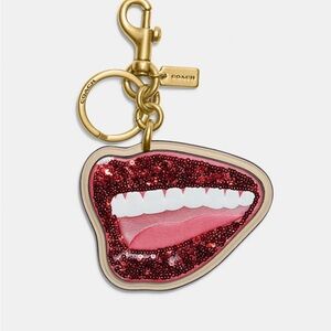 Coach Tom Wesselmann Bag Charm with lips in Red sequins and leather